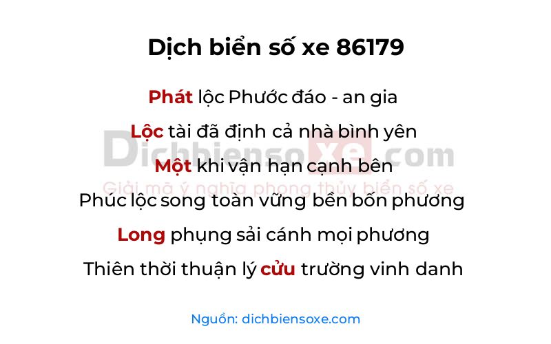 Dịch thơ biển số 86179