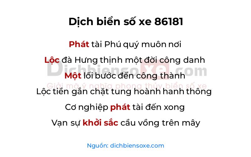 Dịch thơ biển số 86181