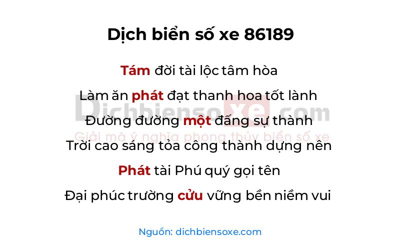 Dịch thơ biển số 86189