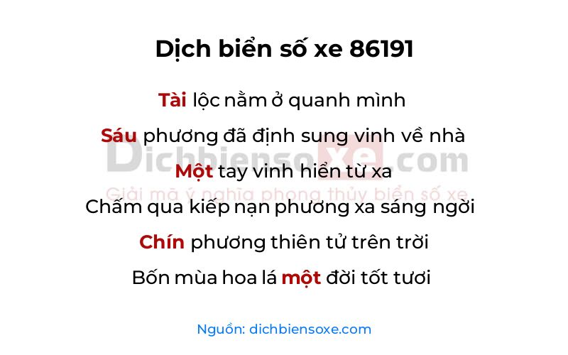 Dịch thơ biển số 86191