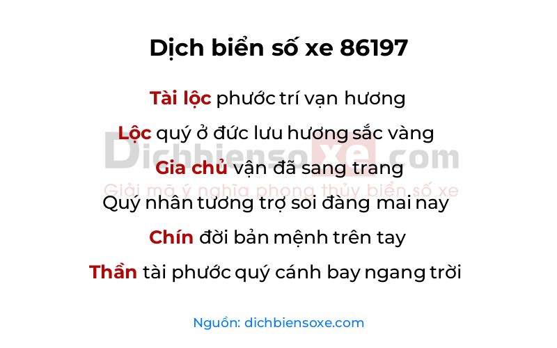 Dịch thơ biển số 86197