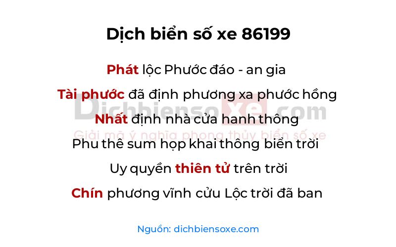 Dịch thơ biển số 86199