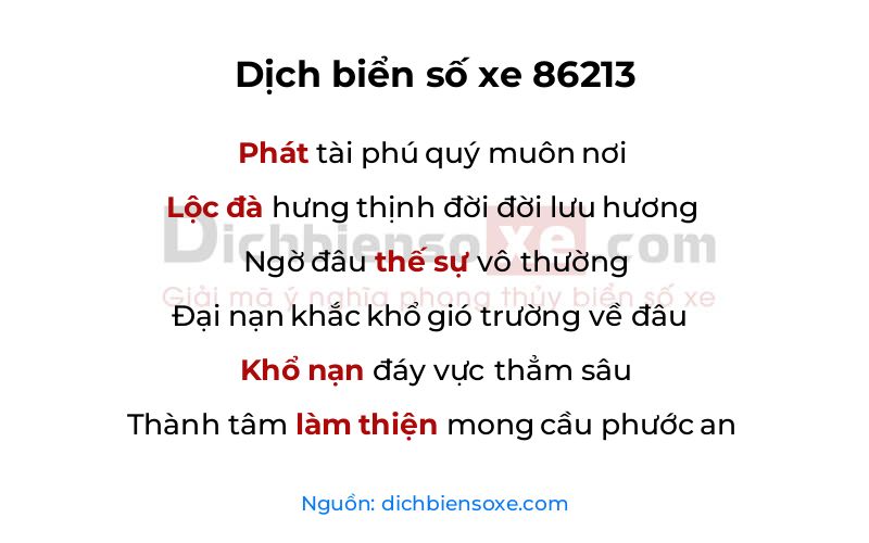 Dịch thơ biển số 86213