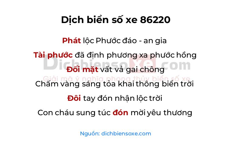 Dịch thơ biển số 86220