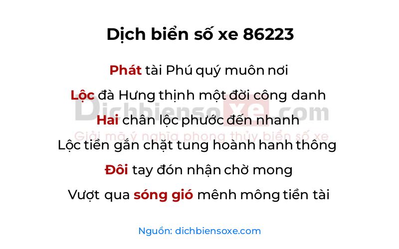 Dịch thơ biển số 86223