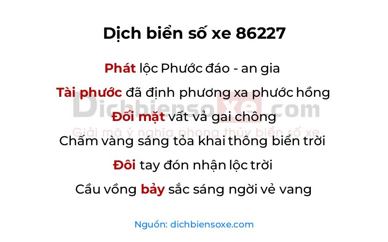 Dịch thơ biển số 86227
