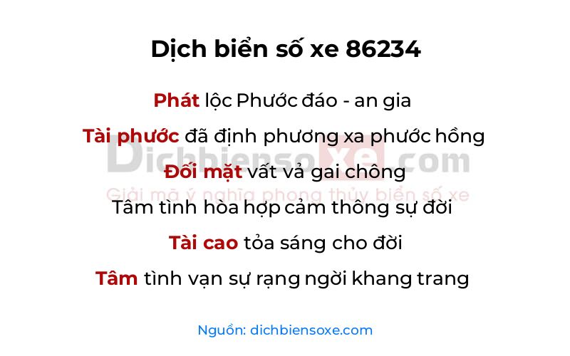 Dịch thơ biển số 86234