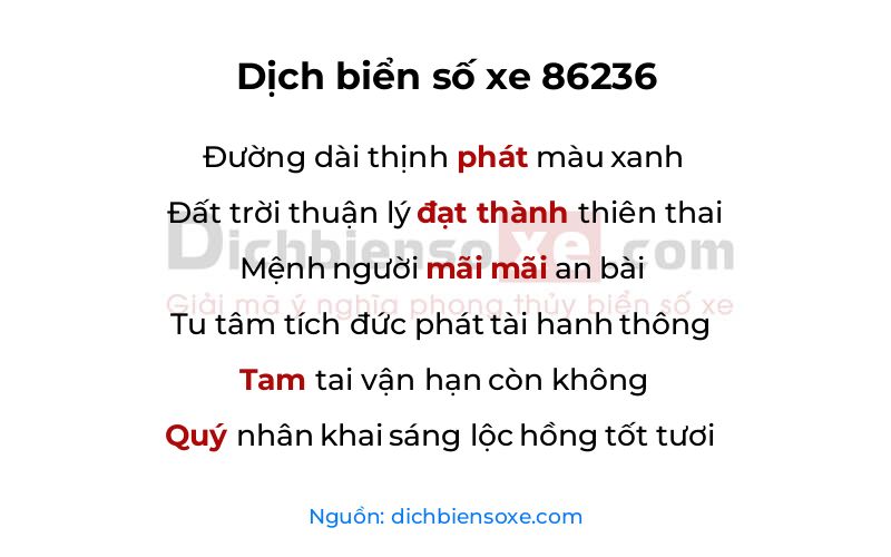 Dịch thơ biển số 86236