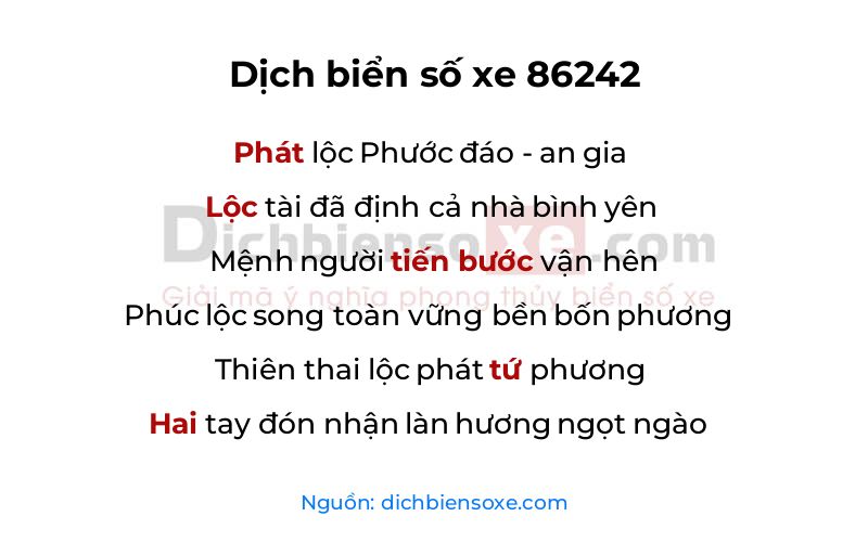 Dịch thơ biển số 86242