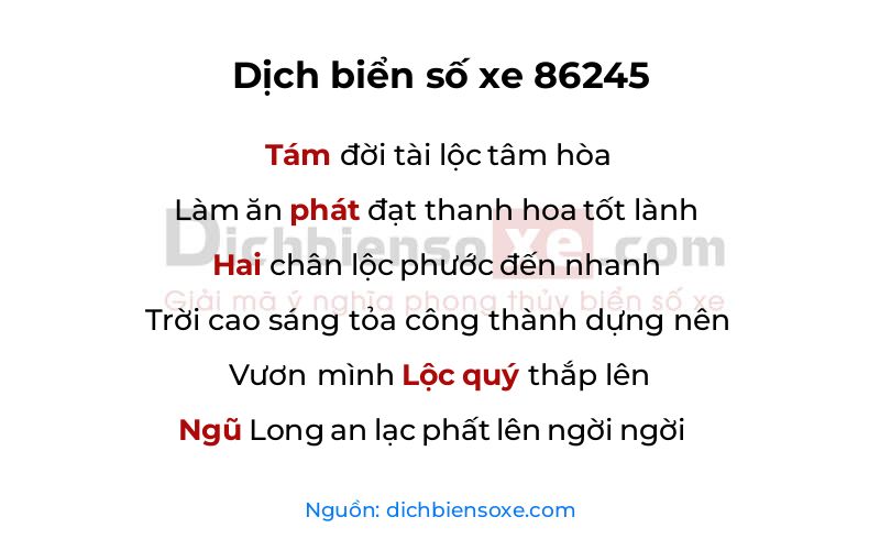 Dịch thơ biển số 86245