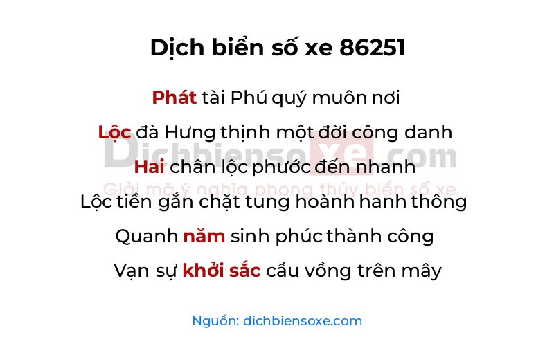 Dịch thơ biển số 86251