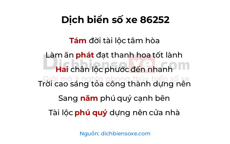 Dịch thơ biển số 86252