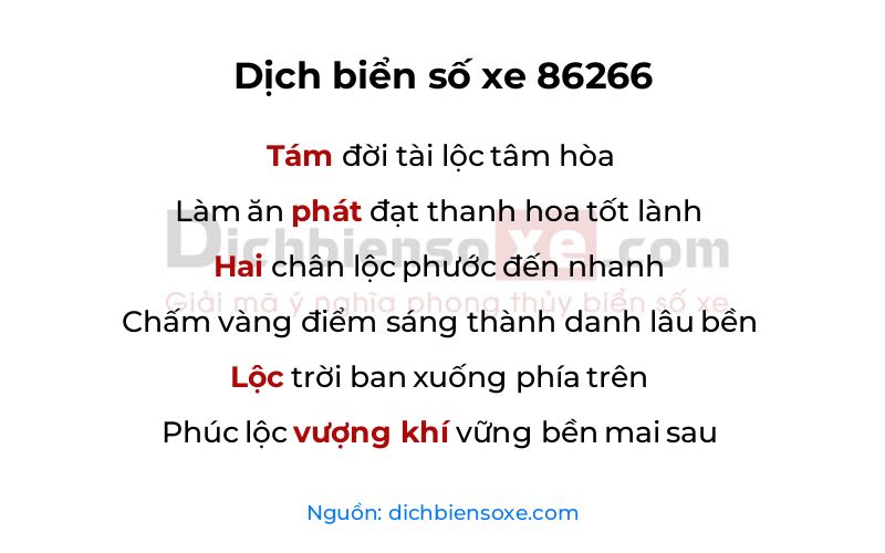 Dịch thơ biển số 86266