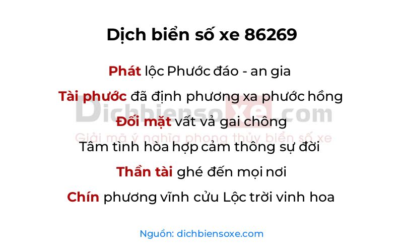 Dịch thơ biển số 86269