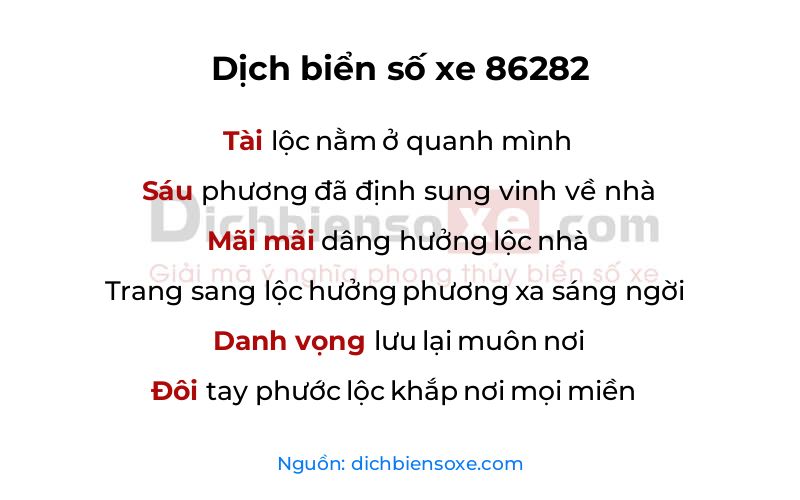 Dịch thơ biển số 86282