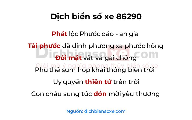 Dịch thơ biển số 86290
