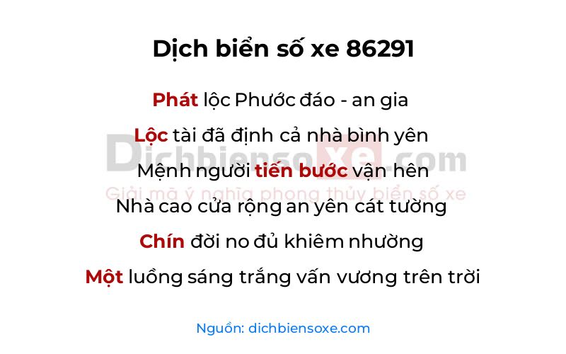 Dịch thơ biển số 86291