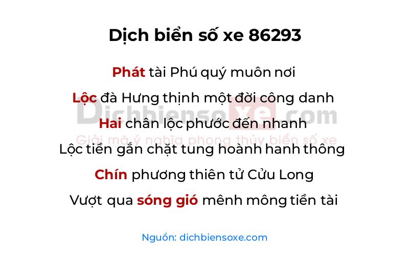 Dịch thơ biển số 86293