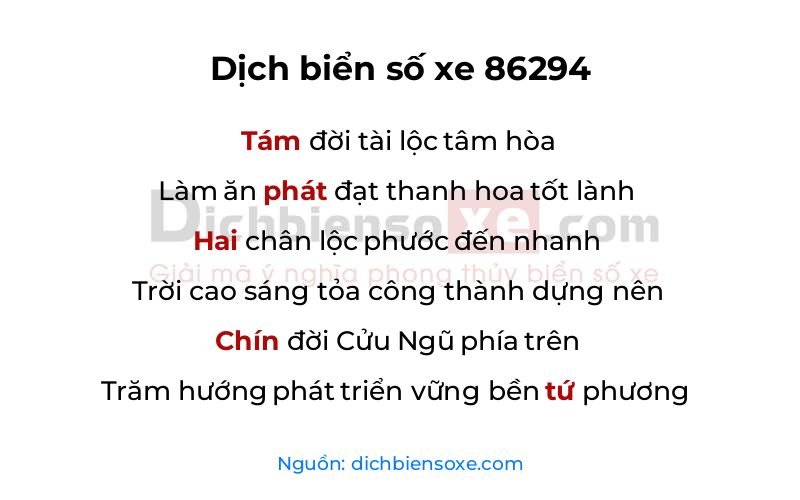 Dịch thơ biển số 86294
