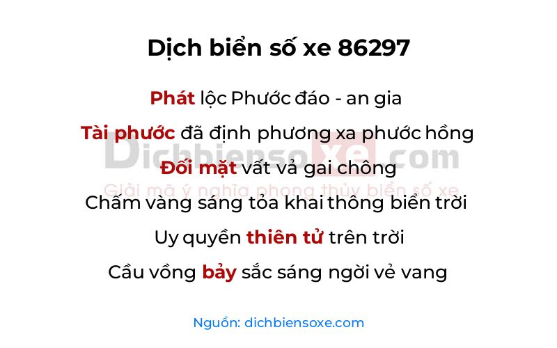Dịch thơ biển số 86297