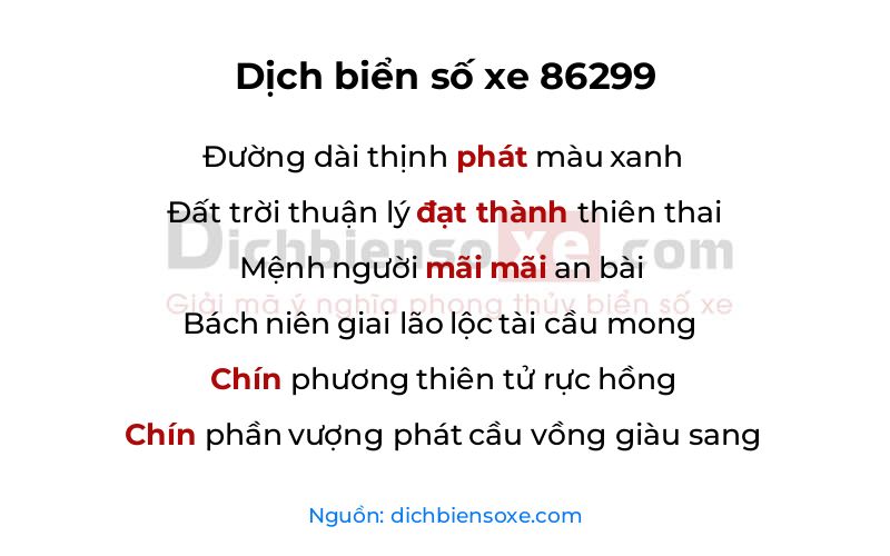 Dịch thơ biển số 86299
