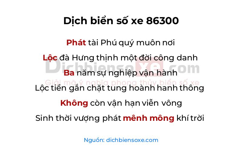 Dịch thơ biển số 86300