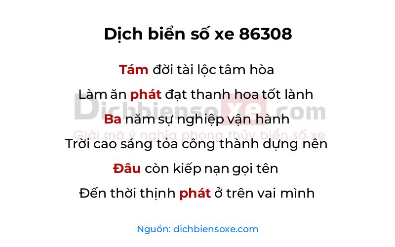 Dịch thơ biển số 86308