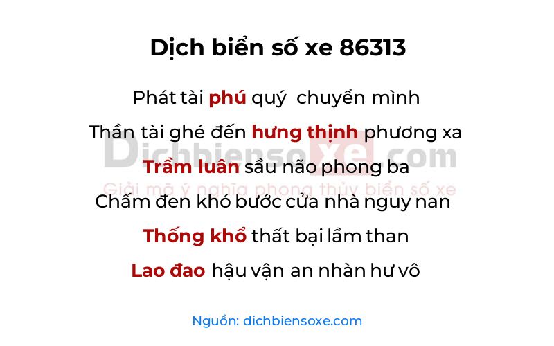 Dịch thơ biển số 86313