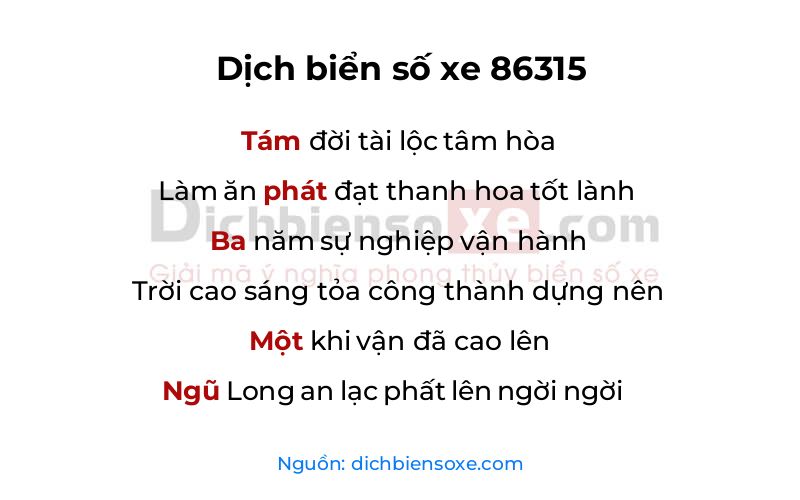 Dịch thơ biển số 86315
