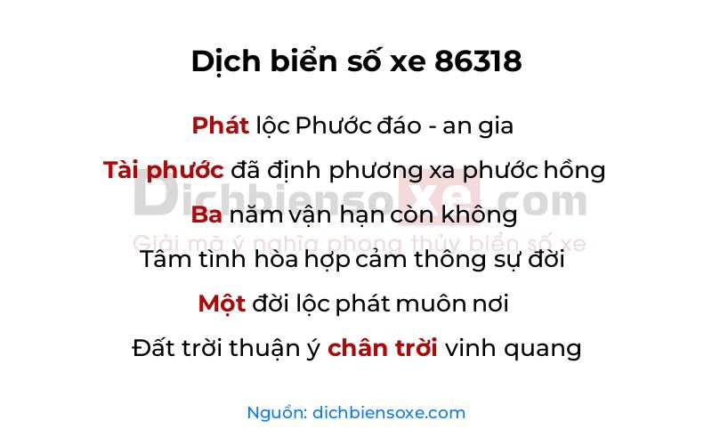 Dịch thơ biển số 86318