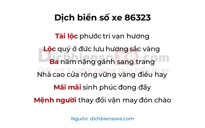 Dịch thơ biển số 86323