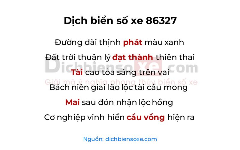 Dịch thơ biển số 86327