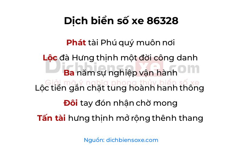 Dịch thơ biển số 86328