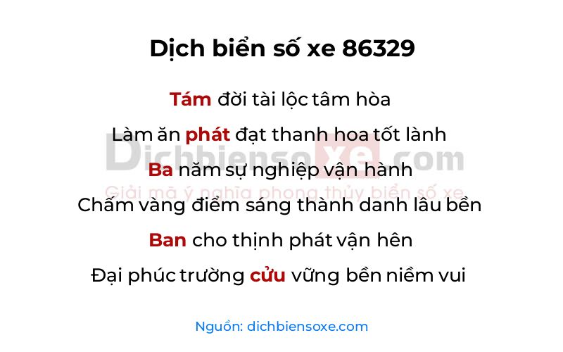 Dịch thơ biển số 86329