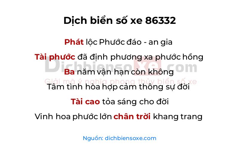 Dịch thơ biển số 86332
