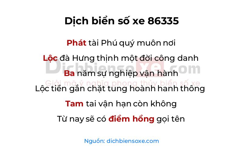 Dịch thơ biển số 86335