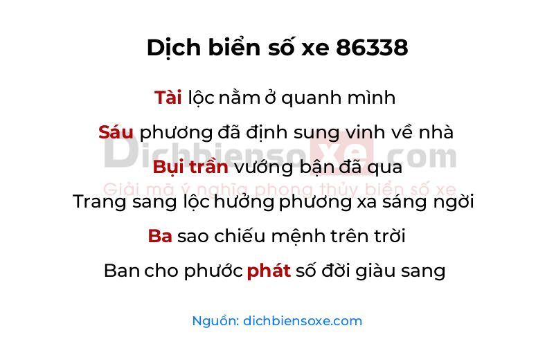 Dịch thơ biển số 86338
