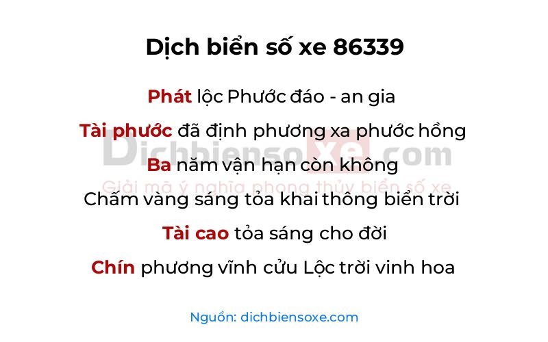 Dịch thơ biển số 86339