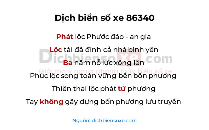 Dịch thơ biển số 86340