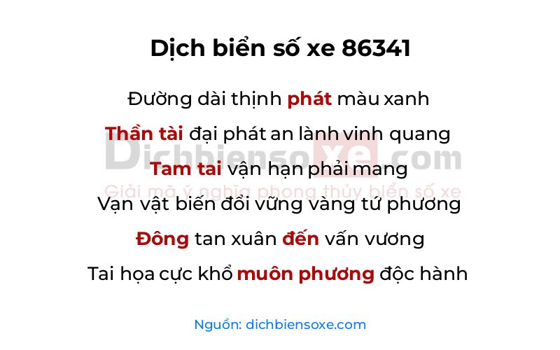 Dịch thơ biển số 86341