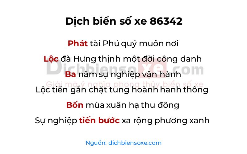 Dịch thơ biển số 86342