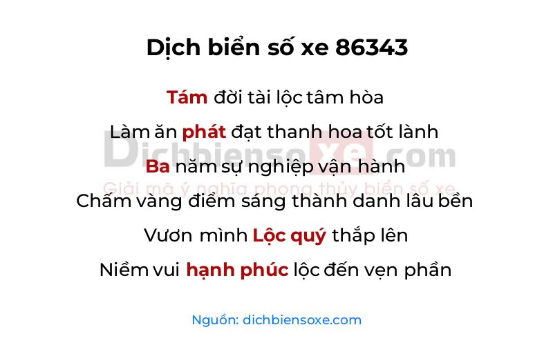 Dịch thơ biển số 86343