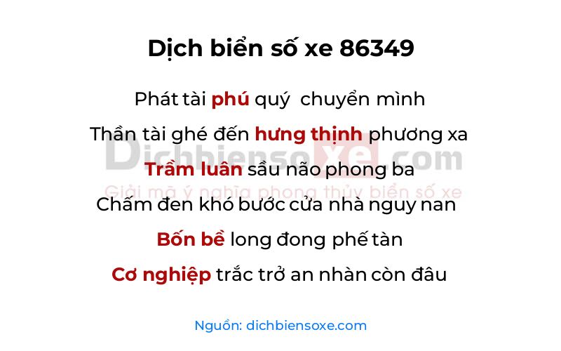 Dịch thơ biển số 86349