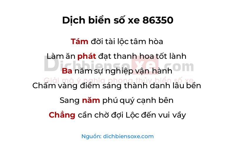 Dịch thơ biển số 86350