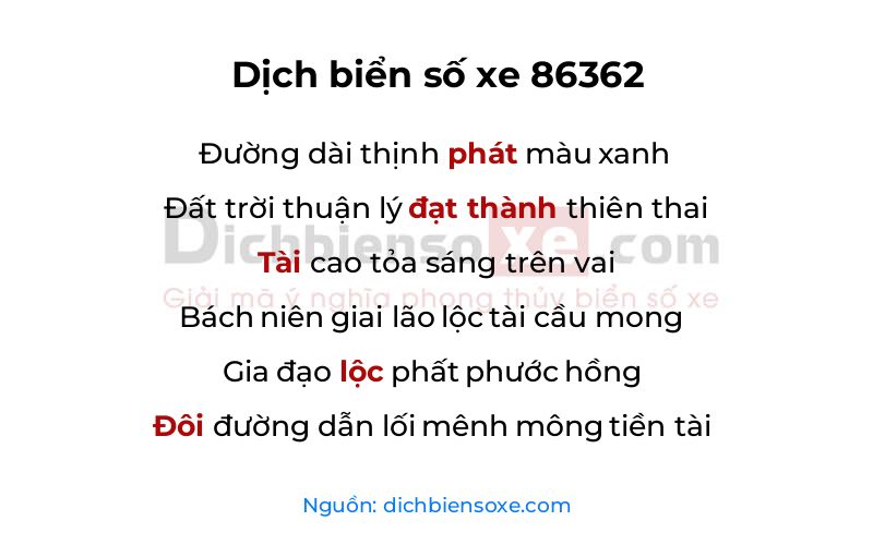Dịch thơ biển số 86362