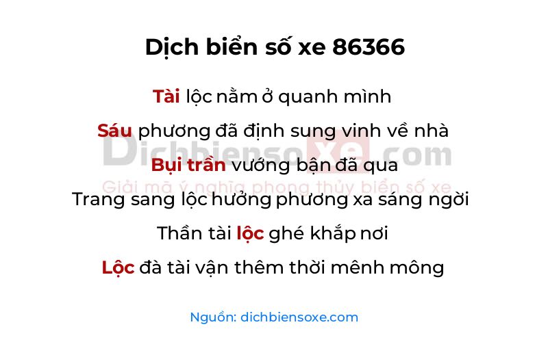 Dịch thơ biển số 86366