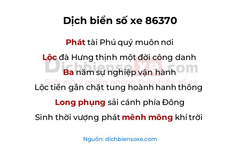 Dịch thơ biển số 86370