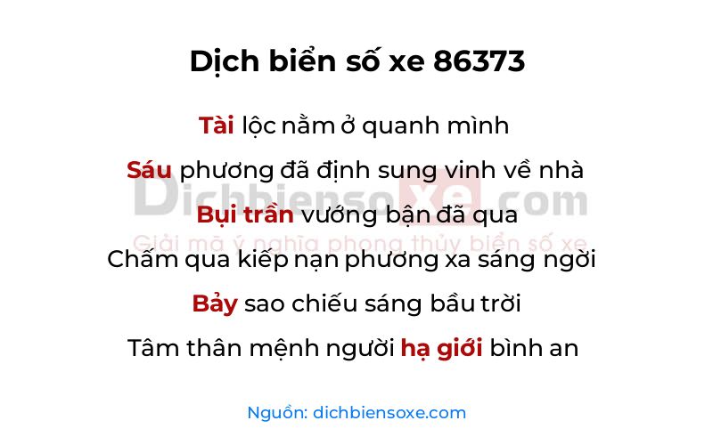 Dịch thơ biển số 86373