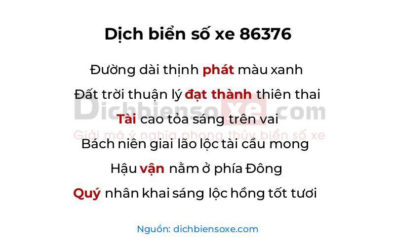 Dịch thơ biển số 86376