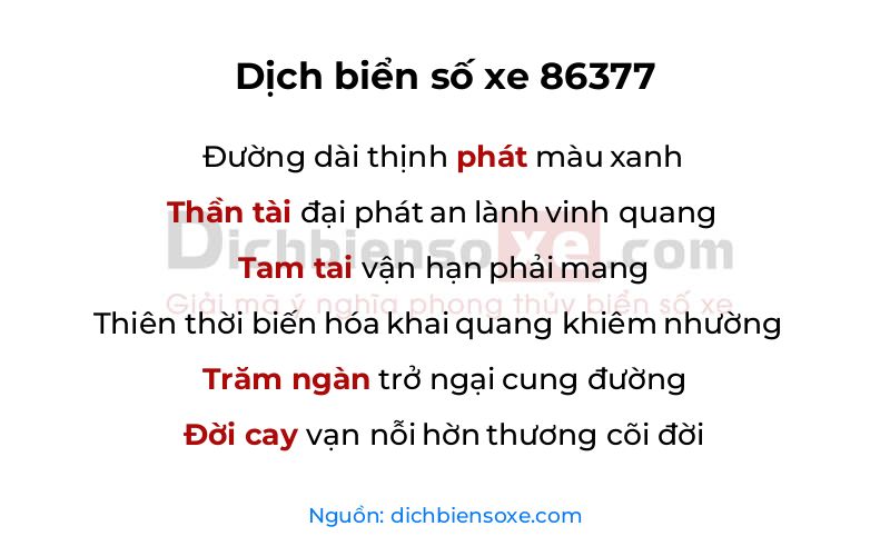 Dịch thơ biển số 86377